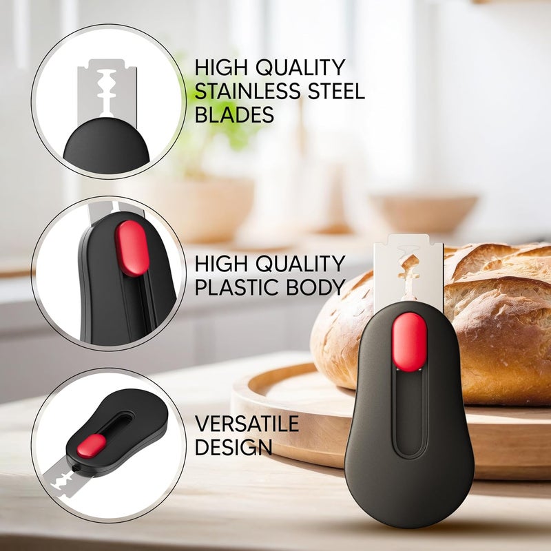 RICCLE Magnetic Bread Lame Dough Scoring Tool - Professional Sourdough scoring tool for Sourdough Bread baking & Bread Making Tools with 15 Blades and 2 Finger Cots Cut Resistant Protector - Image 2